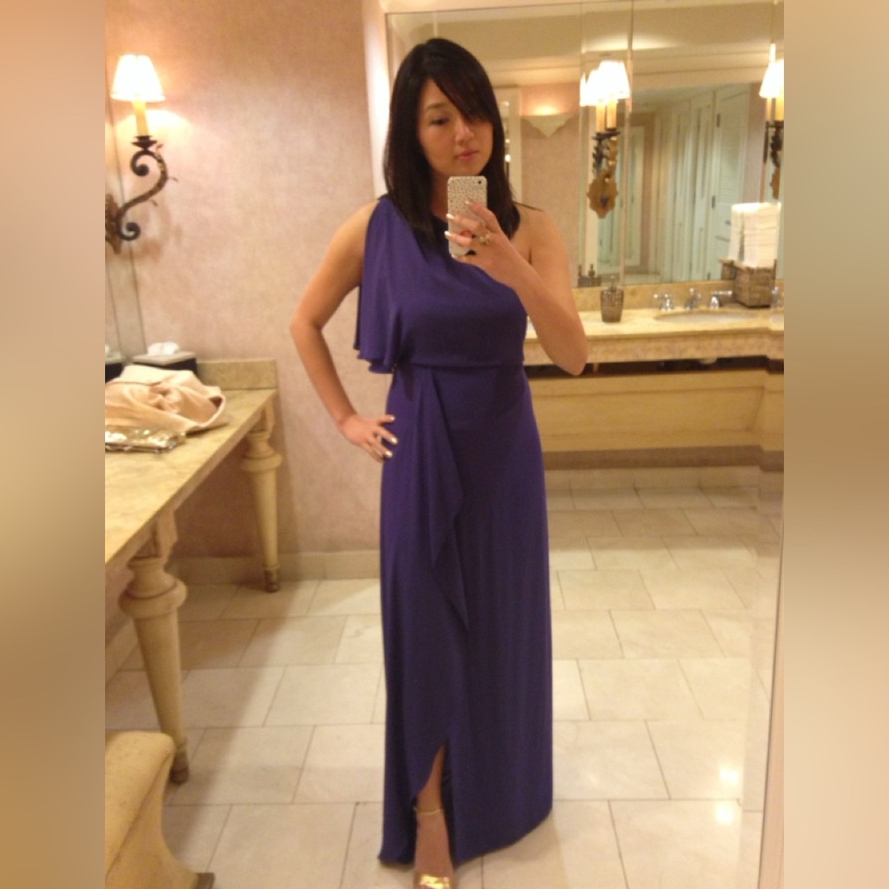 MaxMara Purple Asymmetrical Ruched Gown
